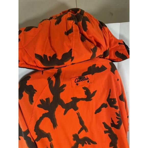 Cabelas Orange Camp Hunting Jacket Quilt Lined Size Large Insulated Outdoors - Picture 11 of 11